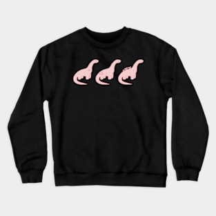 Pink Heart Dinosaurs (White Background) Crewneck Sweatshirt